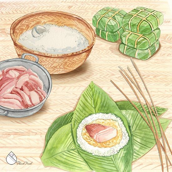 1. Gâteau de riz (Banh Chung- Banh Tet)